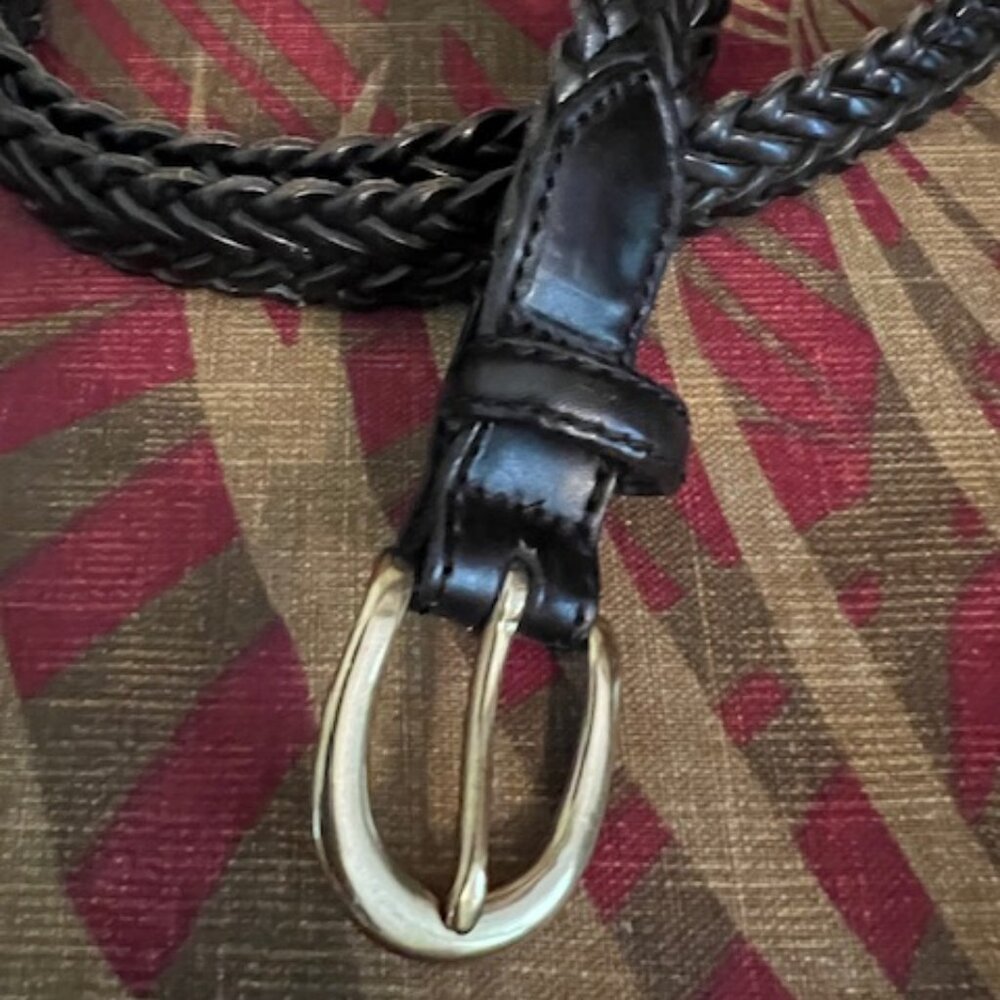 Lands' End Women's Woven Leather Belt